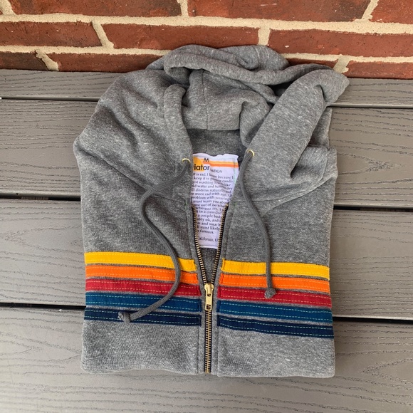 Aviator Nation 5 Stripe Zip Hoodie - Picture 1 of 13